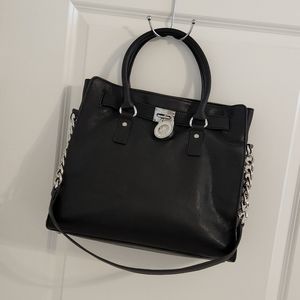 Michael Kors Large Black Hamilton Leather Satchel